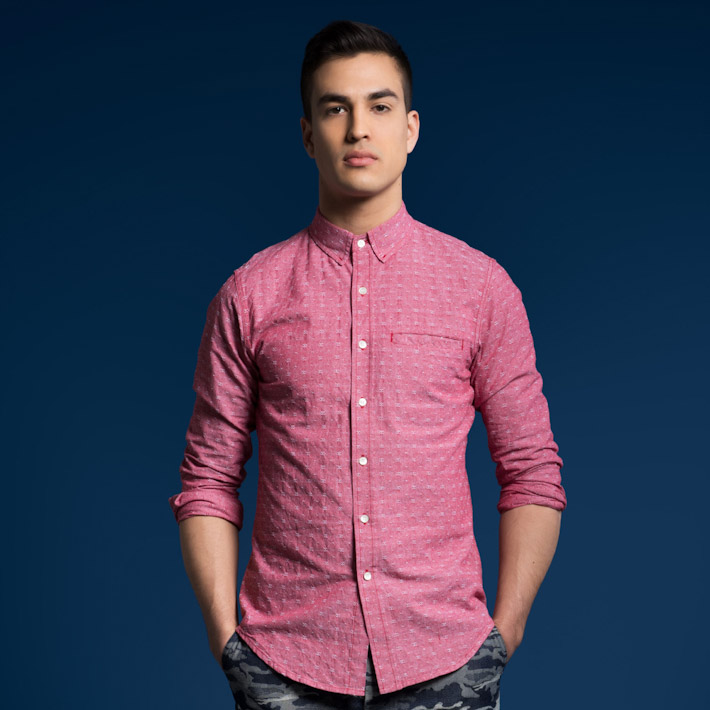 Outclass pánská košile světle červená