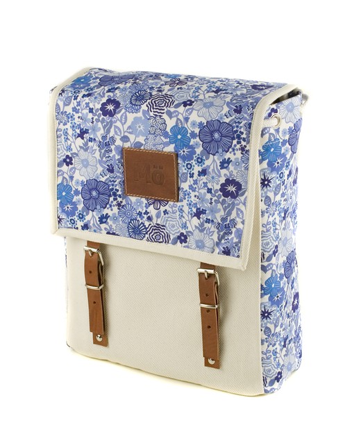 Mö Heap krémový batoh s modrým květinovým vzorem