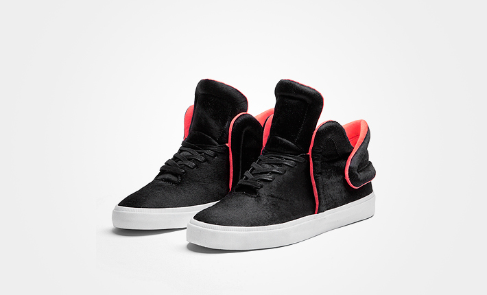Supra Falcon Black Red Neon, černé kotníkové boty s červeným vnitřkem, dámské a pánské Sneakers
