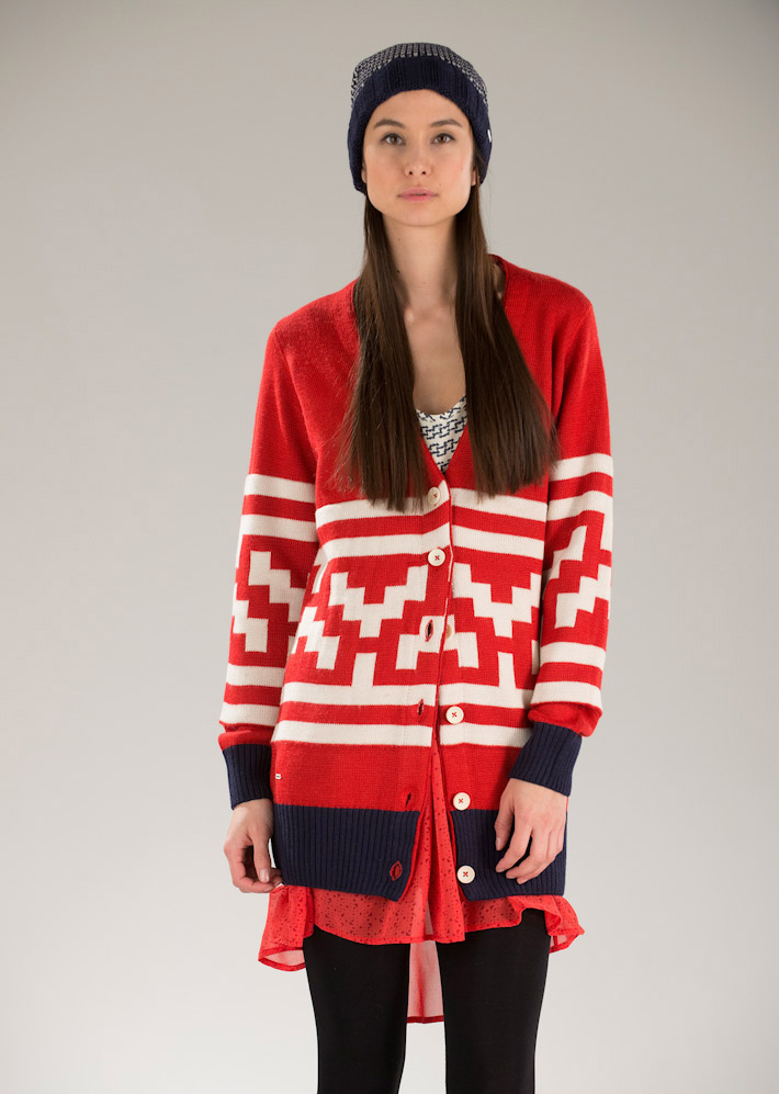 Supremebeing dámský červený pletený dlouhý svetr