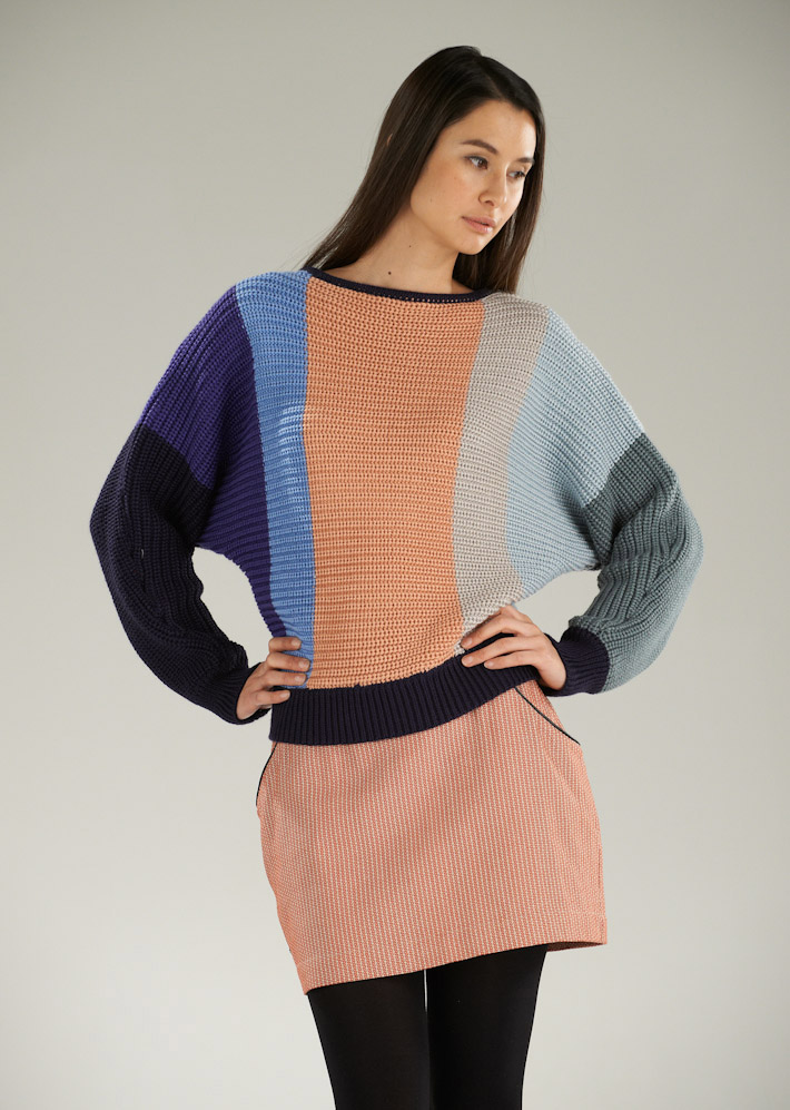 Supremebeing dámský barevný pletený svetr dlouhý
