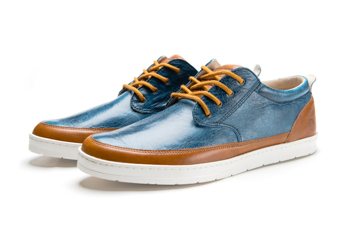 Splendix Shoes pánské nízké boty z kůže, modro-hnědé, tenisky