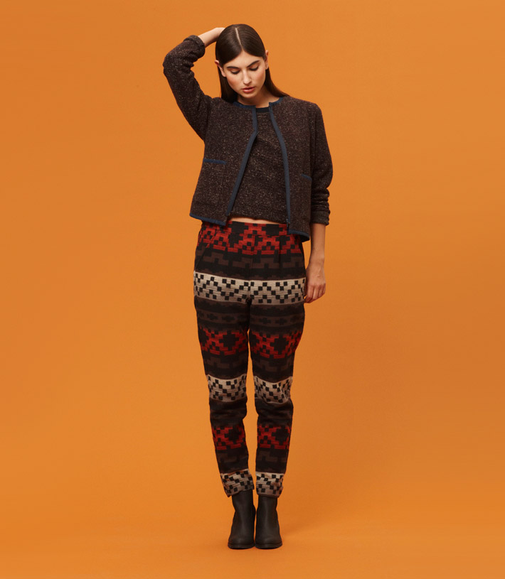 Libertine Libertine vzorované kalhoty, tmavě hnědý svetr