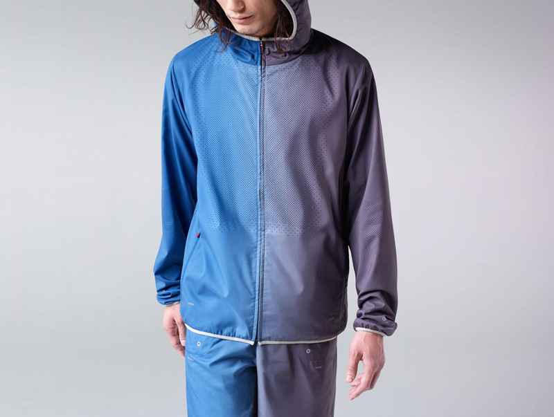 Nike x Undercover Gyakusou – pánská modro-fialová běžecká bunda s kapucí