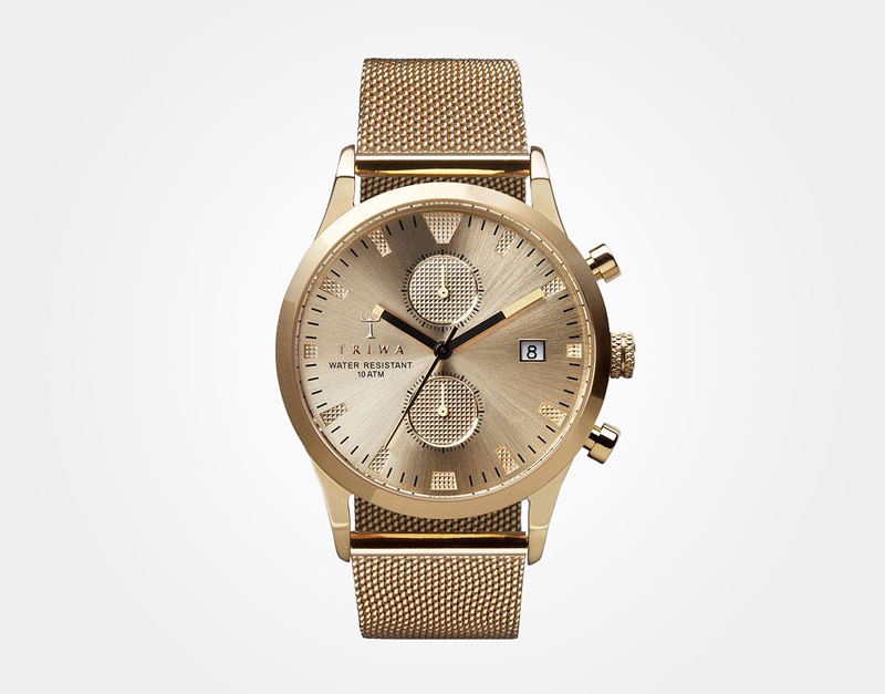 Triwa – luxusní pánské a dámské hodinky – Sort of Black Gold Chrono – z pozlacené oceli