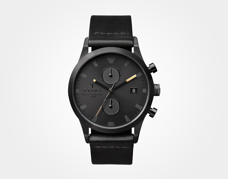 Triwa – luxusní pánské a dámské hodinky – Sort of Black – černé, kožený náramek