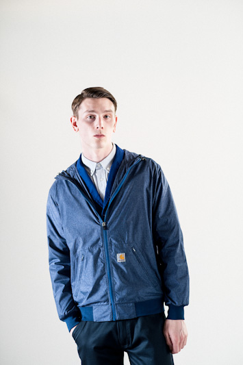 Carhartt WIP – pánská jarní bunda do pasu, modrá, s kapucí