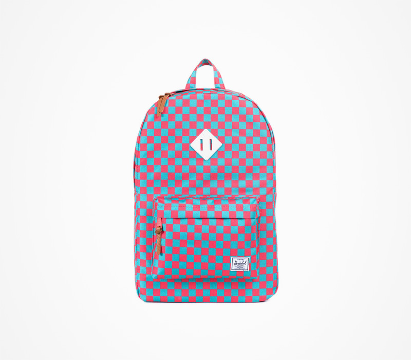 Herschel Supply batohy – plátěný batoh na záda, kostkovaný, modro-červený