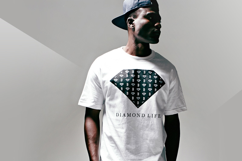 Black Scale x Diamond Supply Co. x Pac Sun – bílé tričko s potiskem, diamant