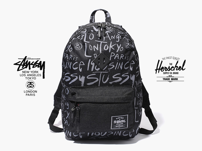 Herschel Supply x Stussy – batohy a tašky | Stylový plátěný stylový batoh, černý 