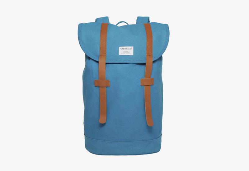 Plátěný batoh na záda – Sandqvist Stig – modrý – stylový elegantní batoh, dámský, pánský | Plátěné stylové batohy