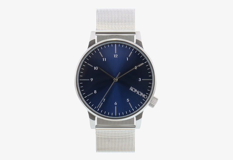 Hodinky Komono Winston Royale – stříbrné barvy, modrý ciferník, silver, blue | Pánské a dámské náramkové hodinky