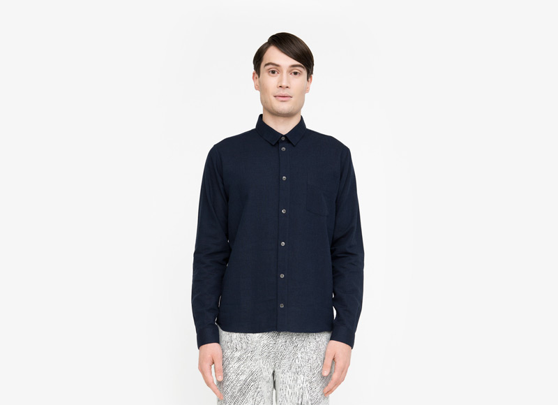 Frisur – pánská modrá košile s dlouhým rukávem | Podzimní a zimní oblečení – pánské