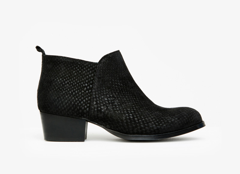 Frisur – kotníkové boty na podpatku, dámské, černé, kožené, bez tkaniček | Podzimní a zimní boty – dámské