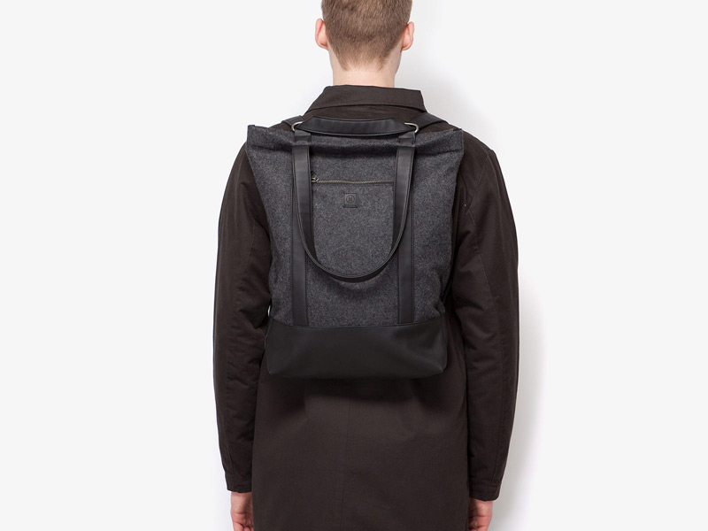 Ucon Oswald Bag – vlněný černý batoh na záda, stylový ruksak, městský