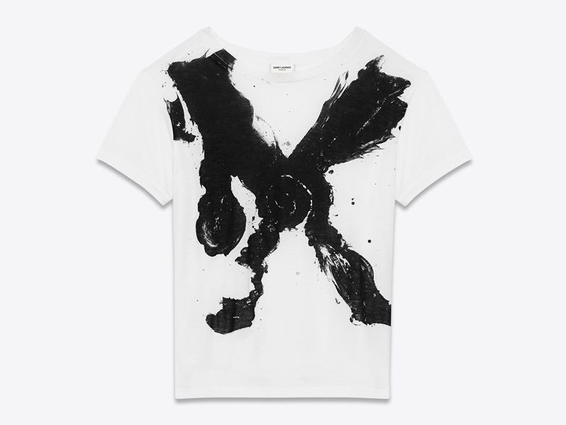 Bruce Conner x Saint Laurent – luxusní tričko s potiskem, bílé, Mr. X