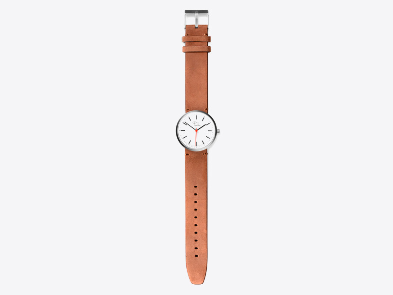 Paulin – pánské a dámské hodinky S75B, náramkové, hnědý kožený náramek, ocelové pouzdro, bílý ciferník