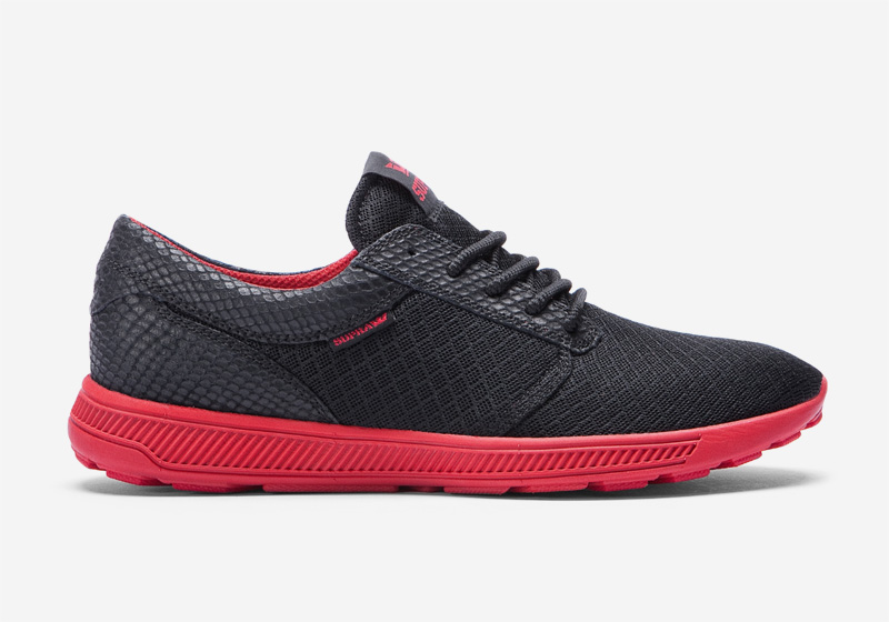 Boty Supra Hammer Run – běžecké tenisky, černé, červená podrážka, sneakers, pánské a dámské