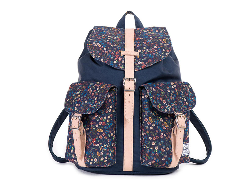 Batoh Herschel Supply x Liberty — s květinovými vzory, modrý (navy blue) — Dawson
