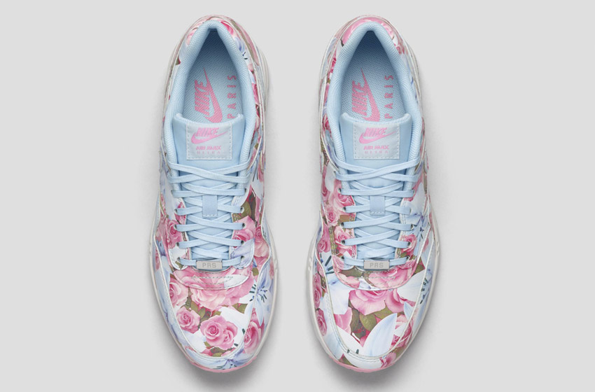 Nike Air Max 1 Ultra City – Paris – dámské boty, barevné tenisky s květinovými vzory – modro-růžové – sneakers