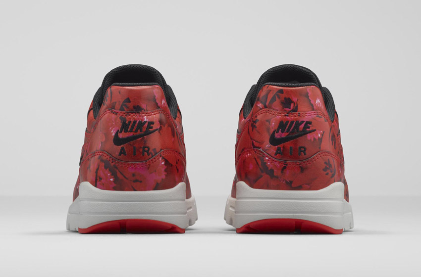 Nike Air Max 1 Ultra City – Shanghai – dámské boty, barevné tenisky s květinovými vzory – červené – sneakers