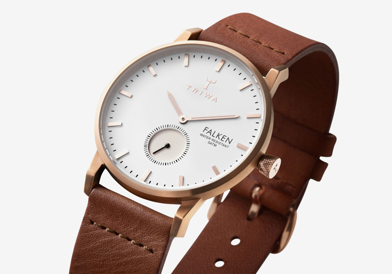 Hodinky Triwa – Rose Falken – tmavě hnědé, pozlacené pouzdro, hnědý řemínek – dámské a pánské, luxusní, náramkové