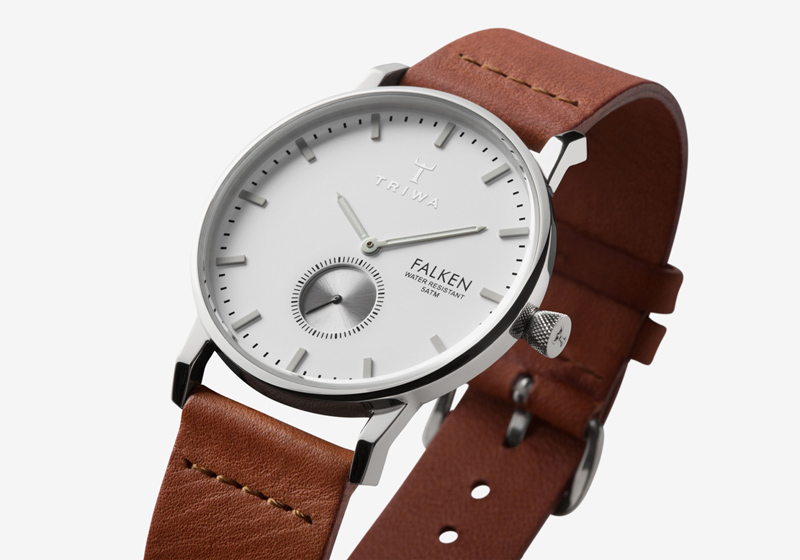 Hodinky Triwa – Ivory Falken – pouzdro ocelové barvy, bílý ciferník, hnědý řemínek – dámské a pánské, luxusní, náramkové