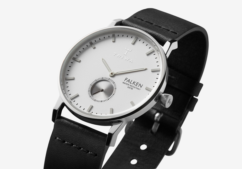 Hodinky Triwa – Ivory Falken – pouzdro ocelové barvy, bílý ciferník, černý řemínek – dámské a pánské, luxusní, náramkové
