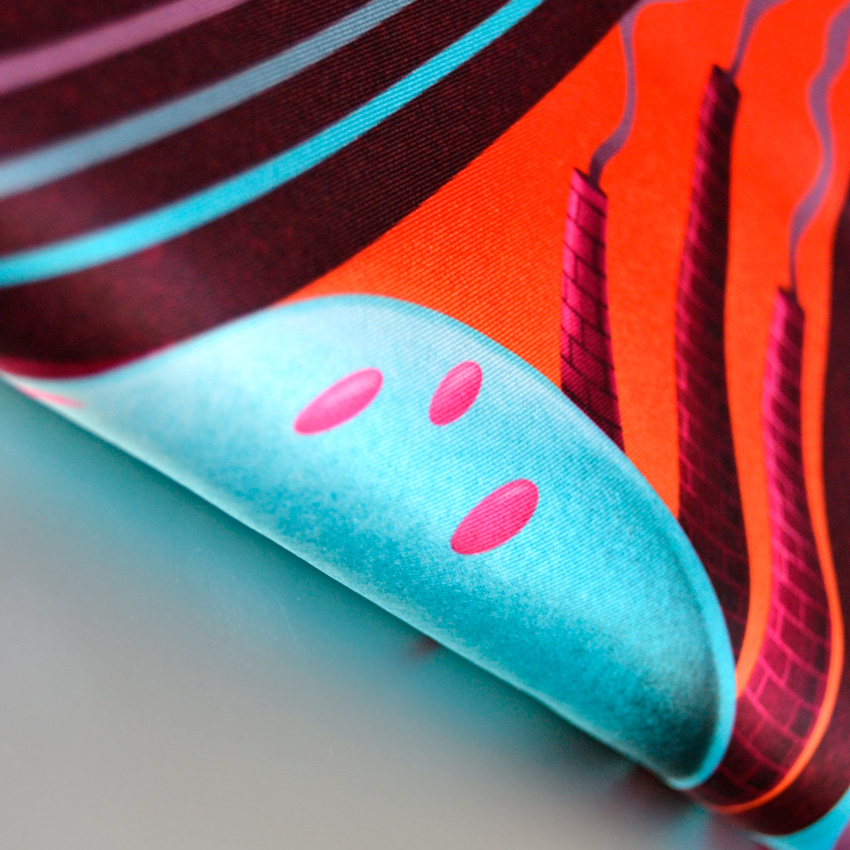 MAMAMA x Nicolas Barrome – šátek s ilustrací, dámský, červený, modrý, barevný, scarf