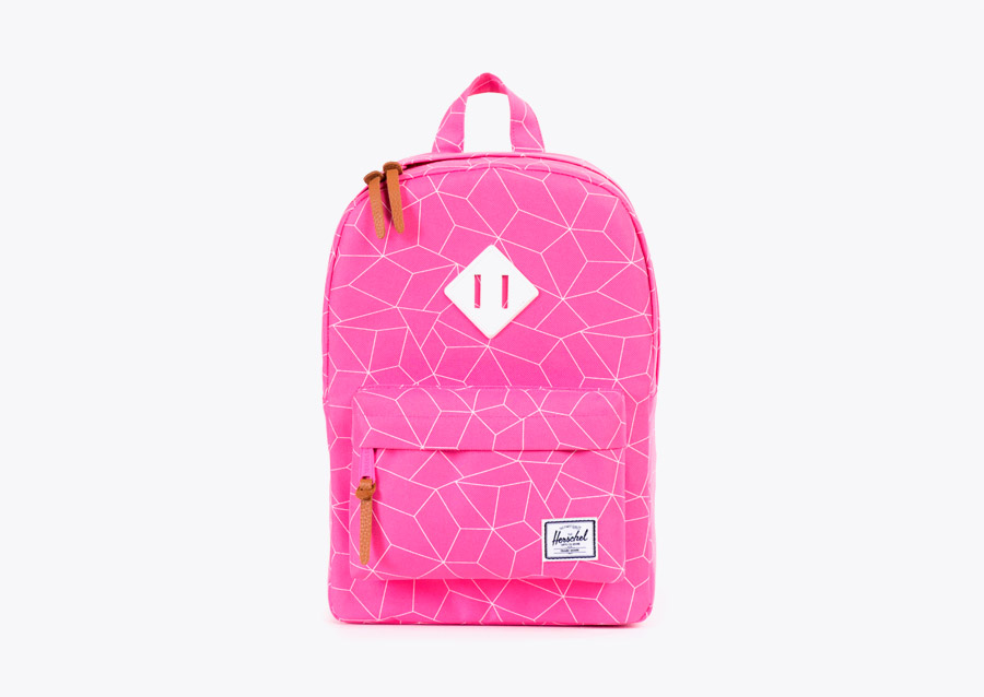 Herschel Supply Kids – dětský batoh, dívčí plátěný růžový batoh s geometrickým vzorem, batohy pro děti, baťůžky