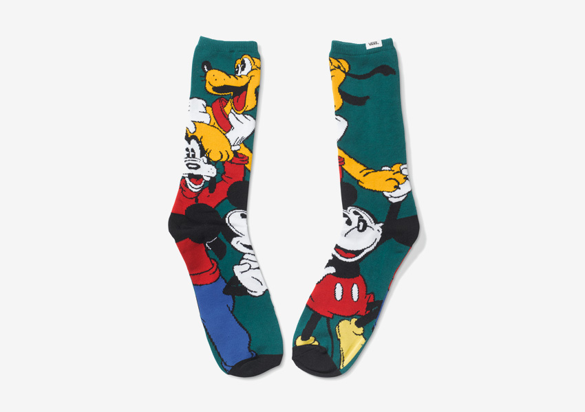 Vans x Disney – zelené ponožky Mickey Mouse, Goofy