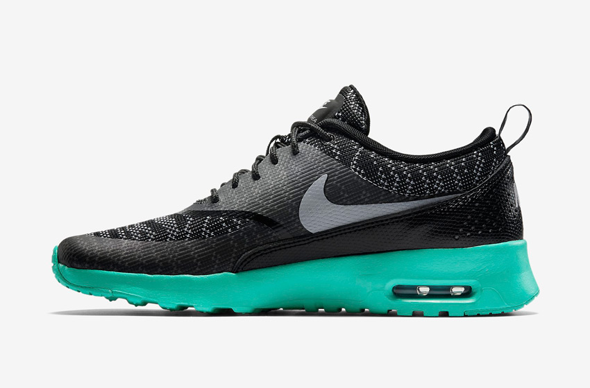 Nike Air Max Thea Jacquard – dámské boty, dámské tenisky – černé, tmavě šedé, zelená podrážka – běžecké sneakers