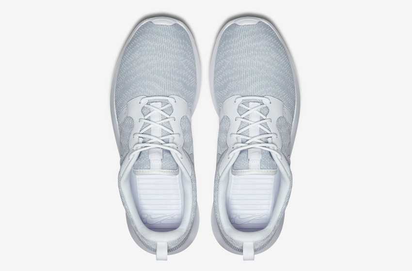 Nike Roshe One Knit Jacquard – šedé boty, horní pohled – Nike Roshe Run, sneakers, běžecké tenisky