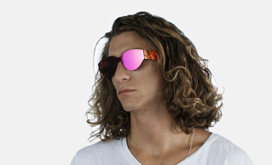 Super by RETROSUPERFUTURE® — retrofuturistické sluneční brýle bez obrouček, moderní, zrcadlové brýle — fialové — skla Zeiss
