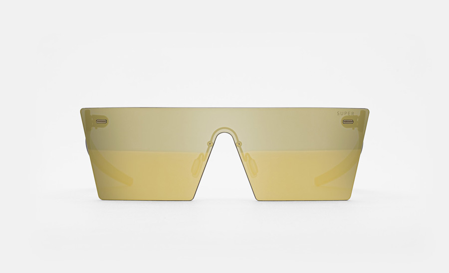 Super by RETROSUPERFUTURE® — retrofuturistické sluneční brýle bez obrouček, moderní, zrcadlové brýle — zlaté — skla Zeiss