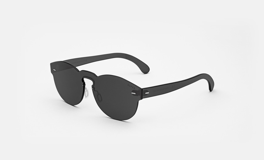 Super by RETROSUPERFUTURE® — sluneční brýle bez obrouček, retrofuturistické, moderní brýle — černé — skla Zeiss