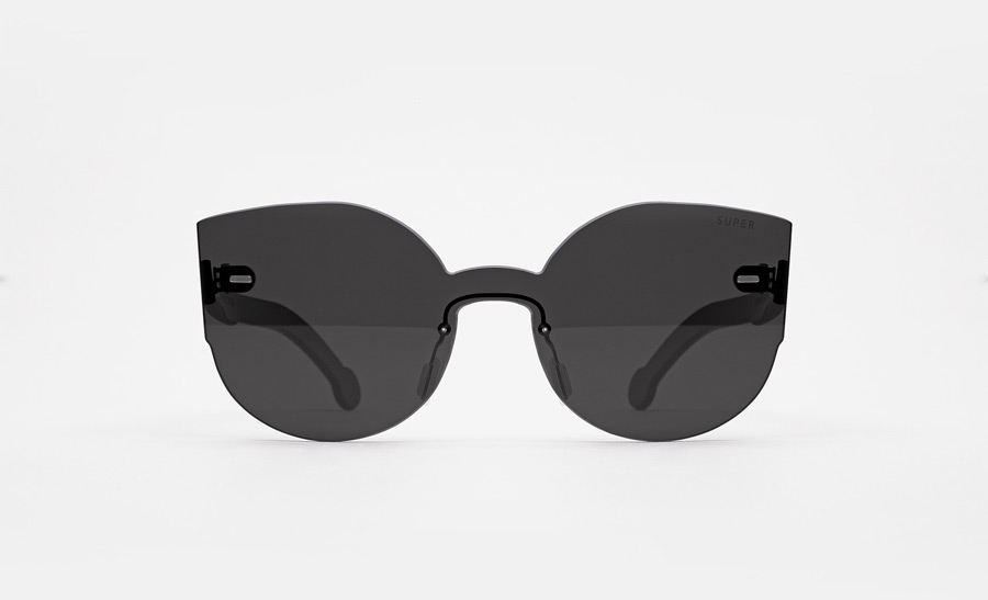 Super by RETROSUPERFUTURE® — sluneční brýle bez obrouček, retrofuturistické, moderní brýle — černé — skla Zeiss