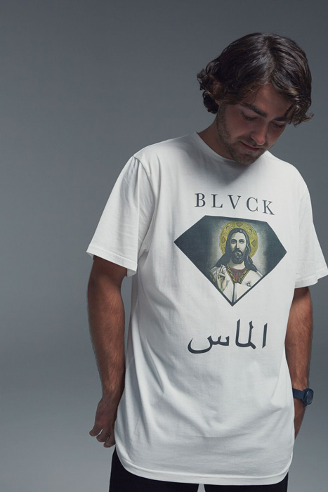 Black Scale x Diamond Supply Co. — dlouhé bílé tričko s potiskem, Ježíš