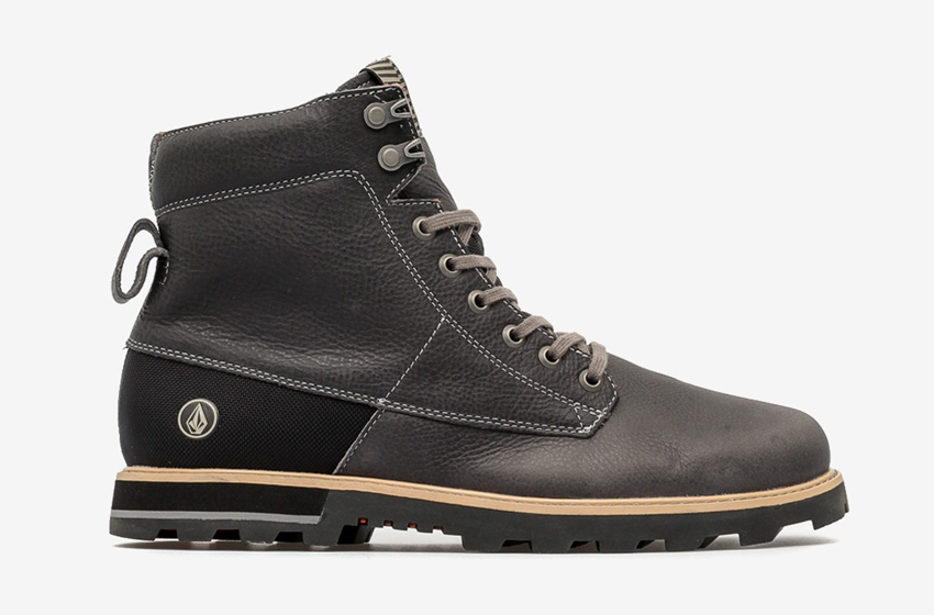 Volcom Smithington — vysoké pánské zimní boty, kožené, černé, winter boots