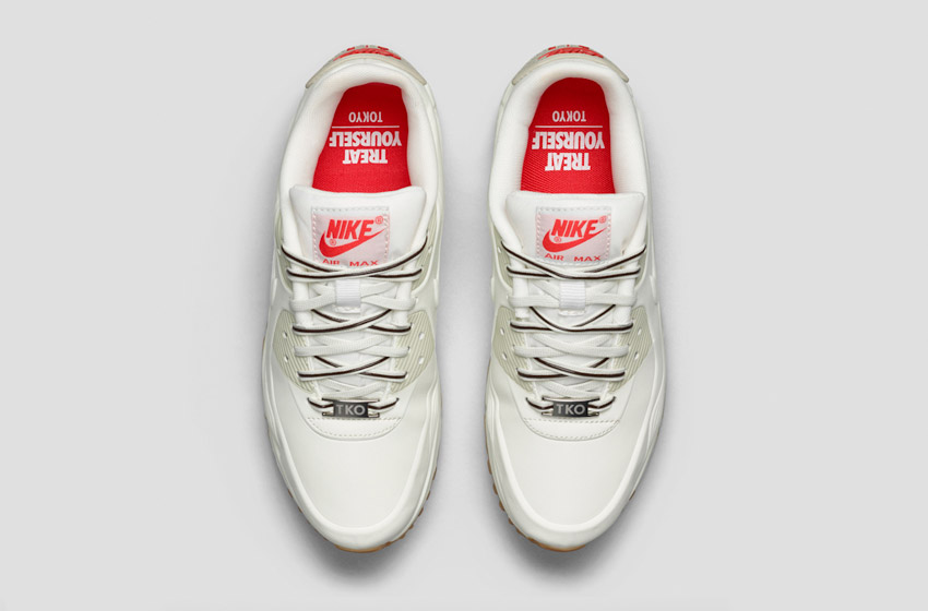 Nike Air Max 90 VT — Tokyo – Harajuku Crepe — City Collection — dámské boty, horní pohled — bílé