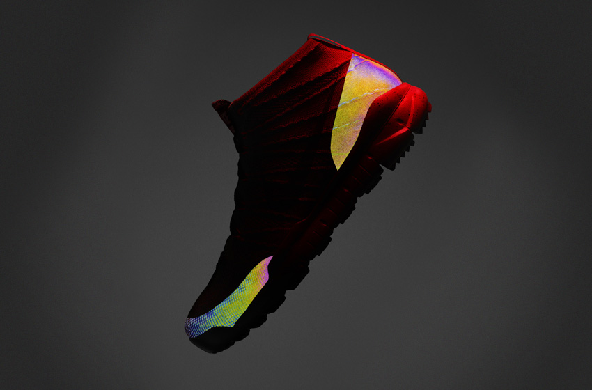 Nike Flyknit Trainer Chukka SneakerBoot — pánské zimní boty, kotníkové, tmavě zelené, vlněné, s reflexními prvky