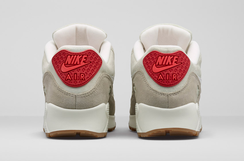 Nike Air Max 90 — New York – Strawberry Cheesecake — City Collection — dámské boty, zadní pohled — světle béžové