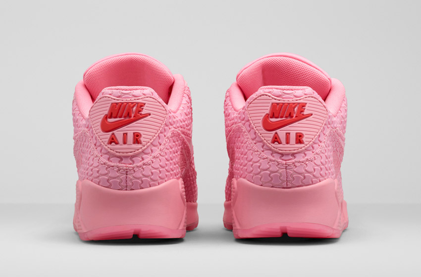 Nike Air Max 90 Diamondback — Shanghai – Must Win Cake — City Collection — dámské boty, zadní pohled — růžové