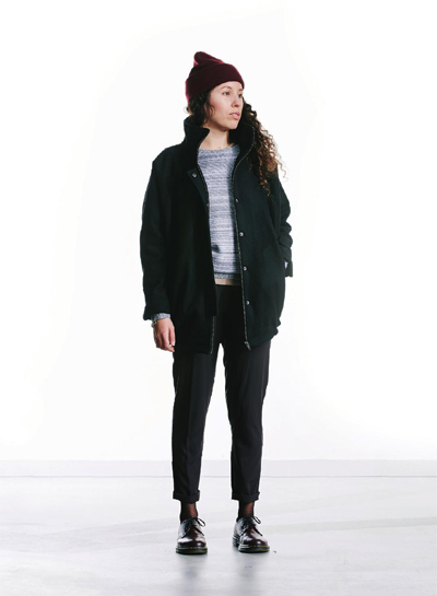 Wemoto — dámský vlněný kabát se stojáčkem — černý — podzim/zima 2015