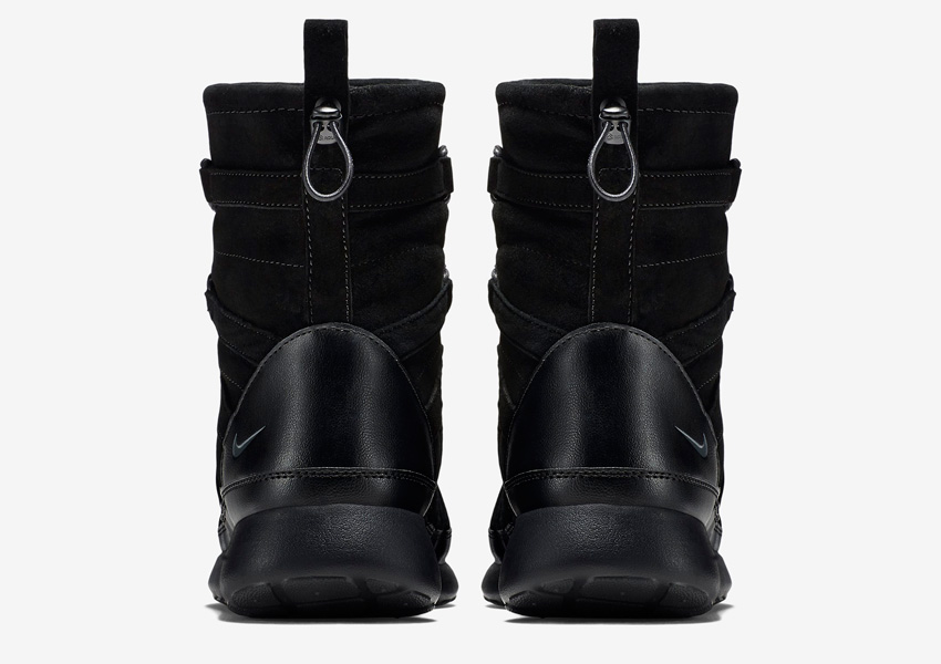 Dámské sněhule Nike Roshe One Hi Suede — černé, semišové — vysoké zimní boty — zadní pohled