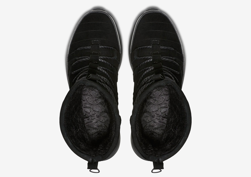 Dámské sněhule Nike Roshe One Hi Suede — černé, semišové — vysoké zimní boty — vnitřní detail