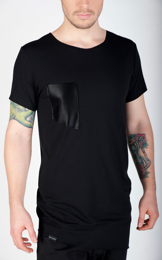 Pattern — černé tričko s kapsičkou — pánské