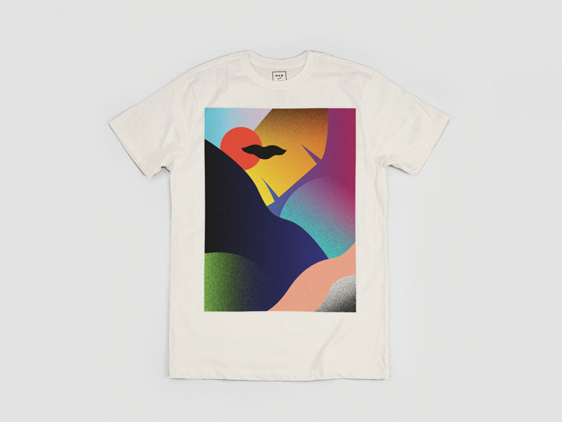 MAMAMA — krémová tričko Dusk s velkým barevným potiskem, abstrakce — kolekce COP21