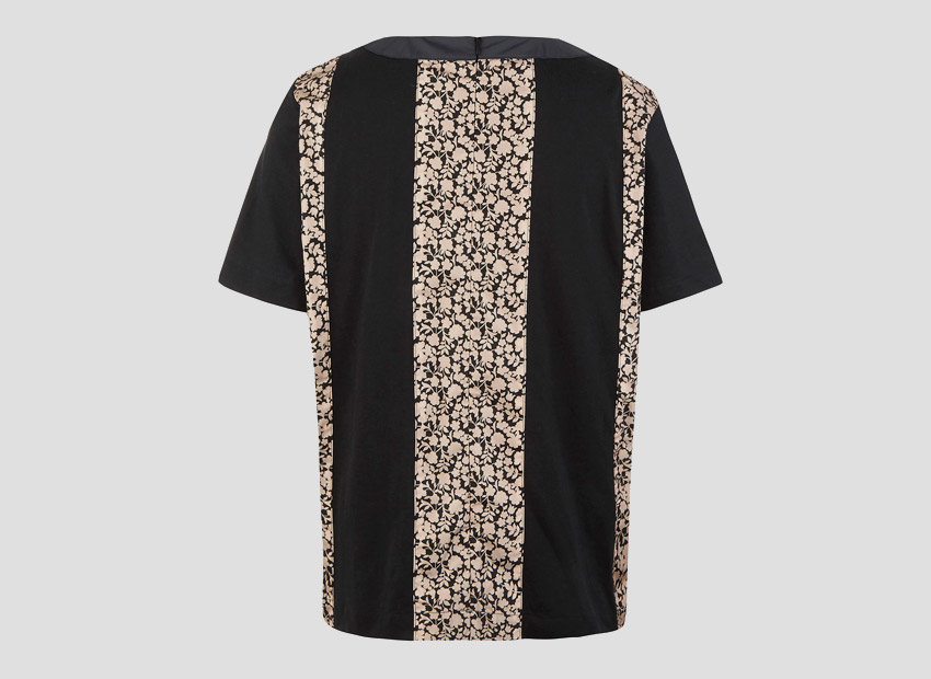 Liberty London x Nike T-shirt Tan Cameo Mini Print — dámské sportovní tričko, černé, světle hnědý vzor