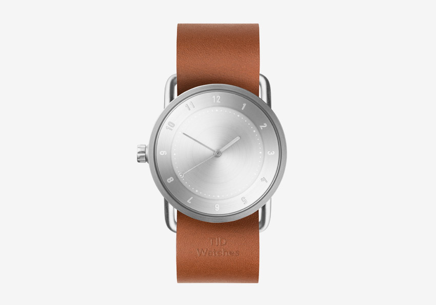 TID Watches – náramkové hodinky, designové, švédské – ocelové pouzdro, hnědý kožený náramek – dámské